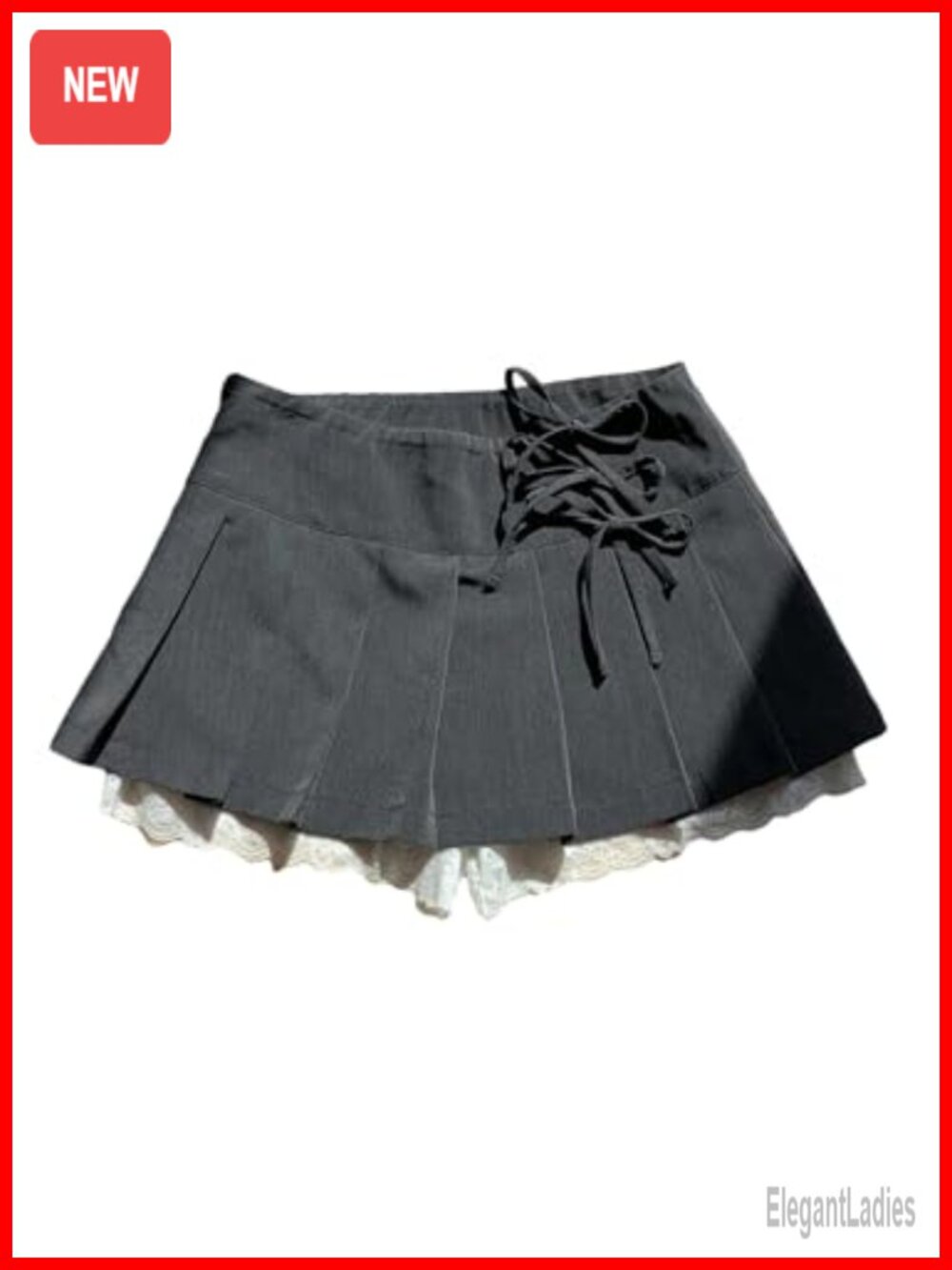 Pleated Lace Skort Bow Low Waist A Line Mini Tennis Skirt with Shorts